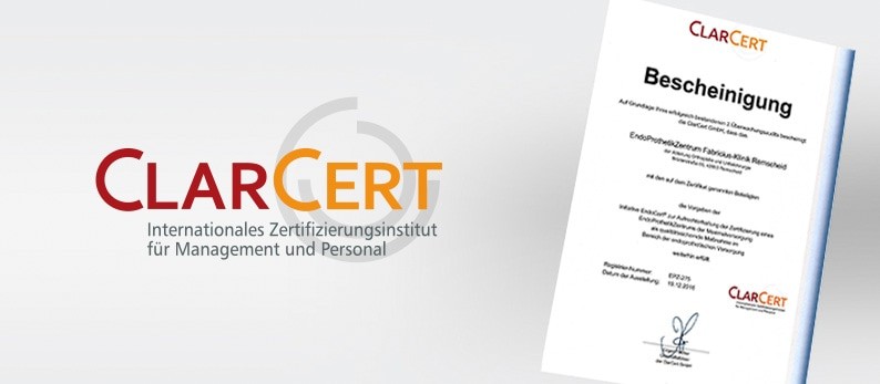 ClarCert verleiht erneut die Zertifizierung zum EndoProthetikZentrum der Maximalversorgung.